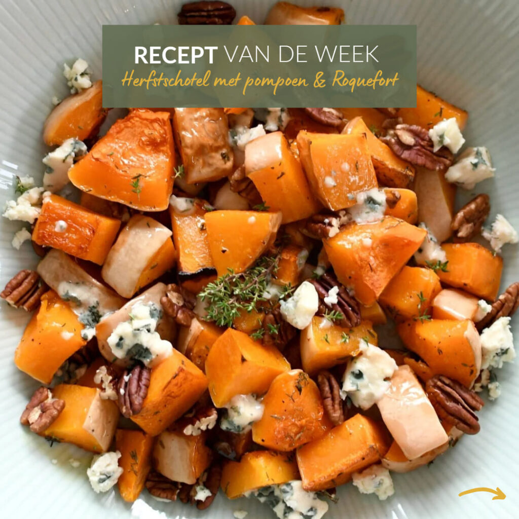 Recept: Herfstschotel met pompoen & Roquefort