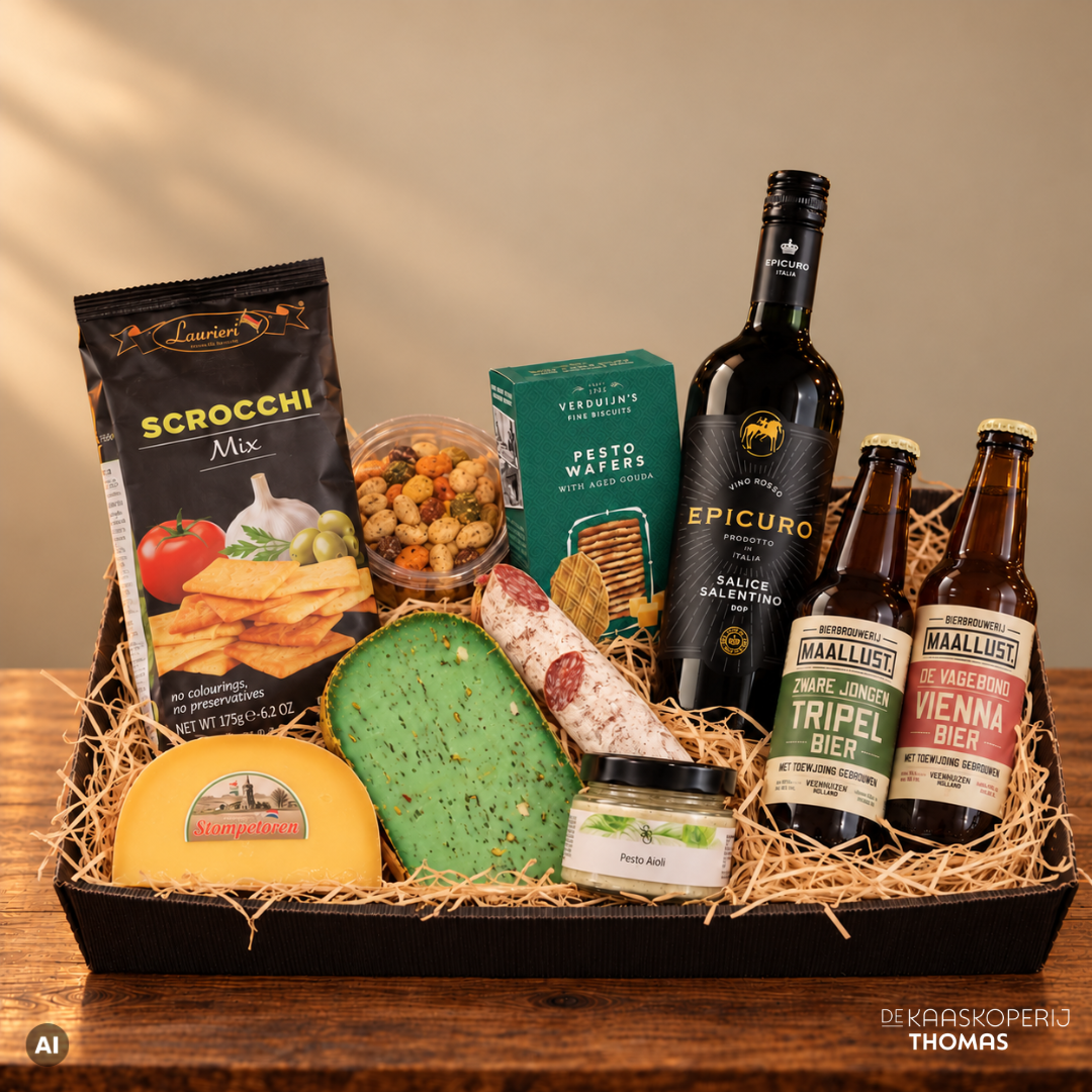 Cadeaupakket 'rode wijn en Maallust bier'
