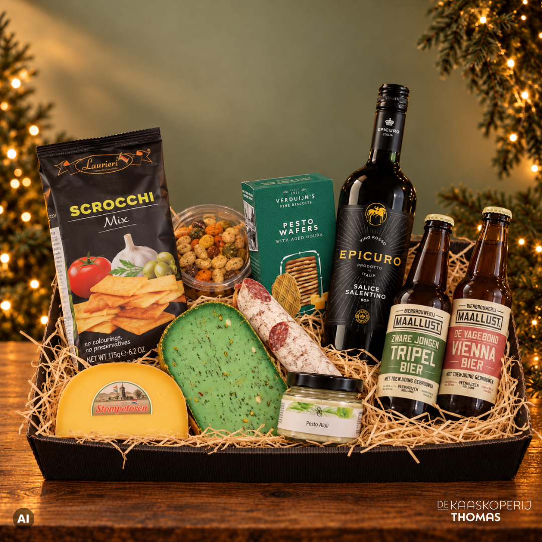 Kerstpakket 'Rode wijn en bier'