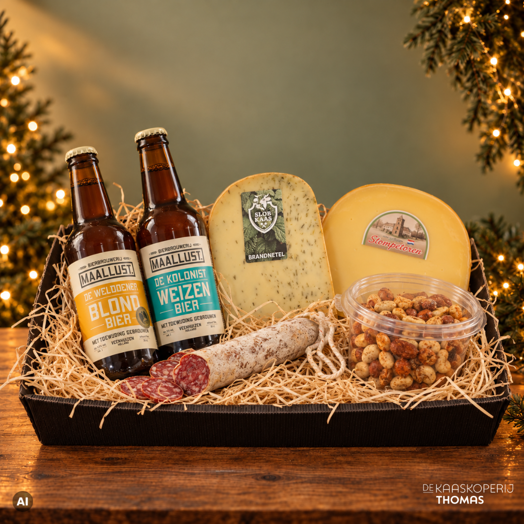 Kerstpakket 'kaas en Maallust bier'